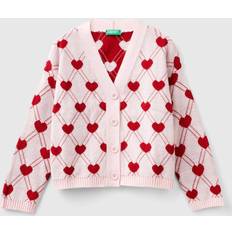 Girls Cardigans United Colors of Benetton Kids' Heart Print Cardigan, Pink/Red