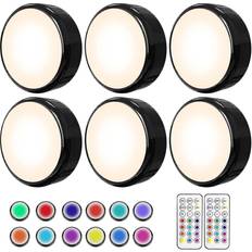 Puck Lights 16 Colors Changeable Led Push Lights Black Dimmable Under Cabinet Lighting Wireless Under Counter Light