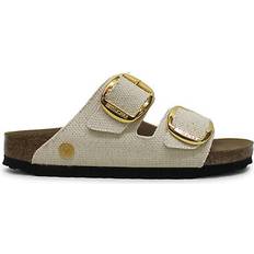 Birkenstock Slides Birkenstock Arizona Big Buckle Rivet Logo Textile Unisex Slide Sandals Colour: Vegan Canvas Eggshell