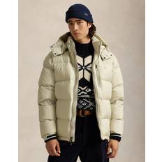 Outerwear Polo Ralph Lauren Daunen-Pufferjacke in Beige mit Markenlogo und abnehmbarer Kapuze-Neutral