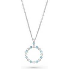 Beaverbrooks Starlit 9ct White Gold Diamond Aquamarine Pendant White Gold/Blue
