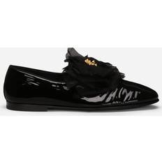 Dolce & Gabbana Hausschuhe Dolce & Gabbana Slipper aus Lackleder mit Blumen-Applikation