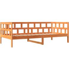 190cm Camas vidaXL Sofá Cama De Madera Maciza De Pino Marrón Cera 90x190 cm