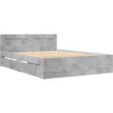 vidaXL Bed Frame With Headboard Concrete Grey 140x200 cm