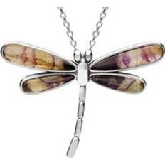 Jewellery C W Sellors Sterling Silver Blue John Four Stone Dragonfly Necklace Silver