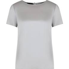 Emporio Armani Blouses Emporio Armani Short-Sleeved Silk Satin Blouse Top - Grey
