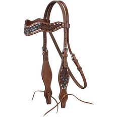 Blue Bridles Tough-1 Browband Triple Buckstitch Headstall