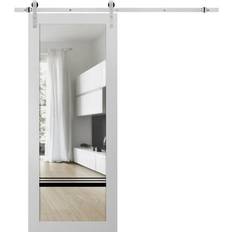 Doors SartoDoors Sturdy Barn 30 80 in Lucia 2666 White Silk Clear Glass 80.0 H x 30.0 W x 2.0 D in Brown/Green Sliding Door (x)