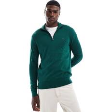 Tommy Hilfiger Green Jumpers Tommy Hilfiger Half Zip Mock Sweater - Ornamental Green