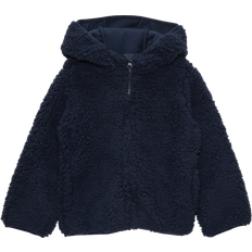 Goedkoop Fleece kledingstukken s.Oliver Boy's Lined Teddy Coat with Hood & Side Pockets - Navy