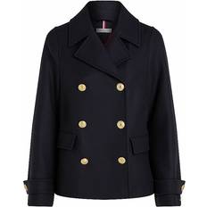 Tommy Hilfiger Dame Frakker Tommy Hilfiger Double Faced Relaxed Peacoat with Cashmere DESERT SKY