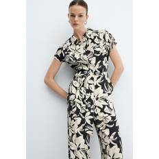 Jumpsuits - Multicoloured Jumpsuits & Overalls Mango Ecuador Floral Short Sleeve Jumpsuit, Black/Natural