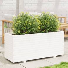Hvid - Træ Krukker vidaXL Plantekasse 90 x 60 x 49.5 cm Massivt Fyrretræ Hvid Krukke