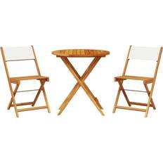 Blue Bistro Sets vidaXL 3 Piece Cream White Fabric and Solid Wood Bistro Set, 1 Table incl. 2 Chairs