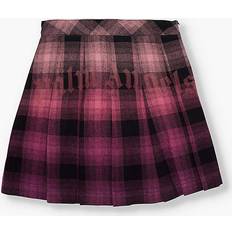 Coton Jupes Palm Angels Kids gradient-effect pleated flannel skirt kids Cotton/Polyester Pink