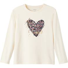 Name It T-shirts Children's Clothing Name It Girl's long sleeve T-shirt Heart Blanc