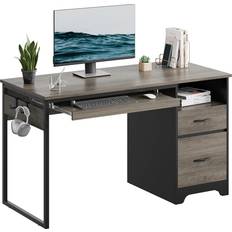 Bestier 48” Computer With Drawers, Office Desk With Storage, Gray Writing Desk