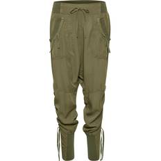 Cream Trousers & Shorts Cream Khaki Elastic Waist Trousers - Khaki