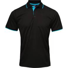 Premier Premier Mens Coolchecker Contrast Pique Polo Shirt (Black/Turquoise) Black/Blue