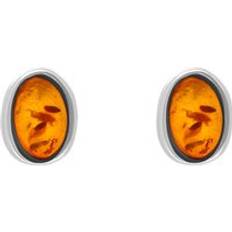 Jewellery C W Sellors Sterling Silver Amber Oval Stud Earrings Silver