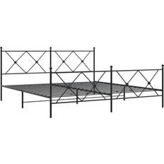 vidaXL Metal Bed Frame With Headboard And Footboard Bed Base Black 180x200 cm