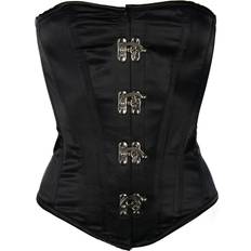 Élasthanne/Lycra/Spandex Corsets Satin Vollbrust Korsett mit Haken - Schwarz