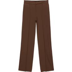 Pull&Bear Straight Leg Tailored Trousers - Chocolate Brown