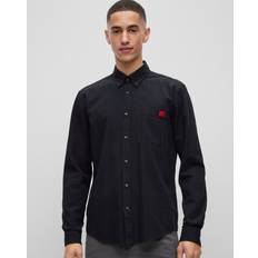 Button-down slim-fit shirt in Oxford cotton Black