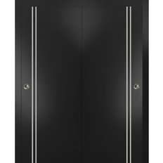 Doors SartoDoors Closet Bypass Doors 64 80 in Planum 0310 Matte Black with Frosted Glass - Matte Black with Frosted Glass Sliding Door (x)