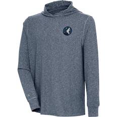 T-shirts Antigua Men's Heather Navy Minnesota Timberwolves Saga Long Sleeve Hoodie T-Shirt