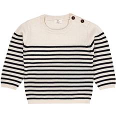 Randiga Blusar & Tunikor Barnkläder Copenhagen Colors Cream/Navy Stripe Merino Classic Striped Pullover 146-152