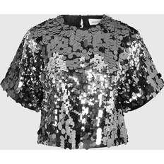 Sølv T-shirts Selected Femme Slftana 3/4 Sequins Top B - Silver