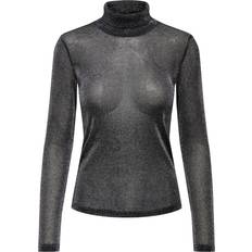 Zilver Blouses Only Onlamera Glitter L/S Rollneck Jrs - Zwart