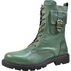 Stiefel & Boots Andrea Conti Damen Stiefelette Leder Combat Boot Military Utility Tasche 1984808, Größe:40 EU, Farbe:Grün