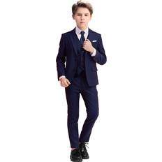 Boys Suits Yavakoor Boys Suit Navy Slim Fit Suits for Kids Formal Outfit Boy Tuxedo with Blazer Vest Pants Shirt and Tie