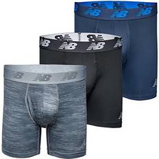 New Balance Men's Underwear New Balance Men's 6" Boxer Brief Fly Front with Pouch, 3-Pack,Black/Pigment/Steel Woodgrain, (40"-42"