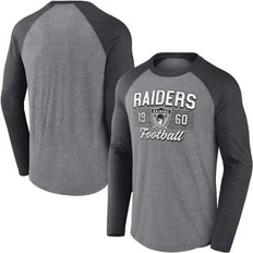 T-shirts Fanatics Men's Heathered Gray, Heathered Charcoal Las Vegas Raiders Weekend Casual Raglan Long Sleeve T-shirt Heathered Gray, Heathered Charcoal Heathered Gray/Heathered Charcoal