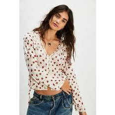 Beige - Women Blouses Free People Field Of Roses Top Ivory Combo