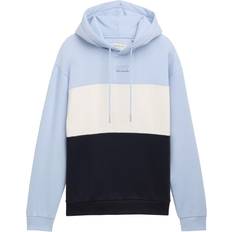 Denim Pulls Tom Tailor Denim Colorblock Hoodie mit Print - Kentucky Blue