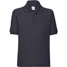 Blue Polo Shirts Fruit of the Loom Poly Cotton Pique Polo Shirt Mid Navy 7-8 Years