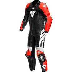Dainese Mugello 3 D-Air Perforated Motorcycle Leather Suit - Black/Fluo Red/White