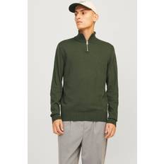 Gröna - Herr - Sweatshirts Tröjor Jack & Jones Enfärgat Kvartslångt Blixtlås Grön