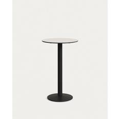 Kave Home Esilda Runder Stehtisch Weiß Mit Schwarz Lackiertem Metallbein ø 60 x 96 cm Esstisch