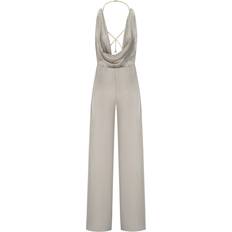 Grå - Jumpsuits Jumpsuits & Overaller Elisabetta Franchi PEARL GREY JUMPSUIT WITH ACCESSORY