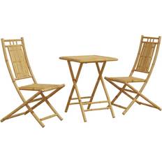 vidaXL 3-tlg. Bistro-Set Bambus Café-Set, 1 Tisch einschl. 2 Stühle