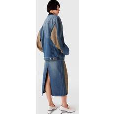 Denimjakker - Multifarvet Stella McCartney Womens Vintage Blue Denim Contrast-knitted-panel Relaxed-fit Jacket