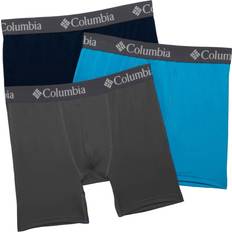 Columbia Men's Underwear Columbia Men's Polyester/Stretch Solid Boxer Brief Pair, Charcoal/Compass Blue/Collegiate Navy