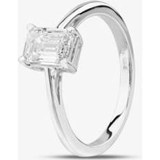 Engagement Rings T.H.Baker 14ct White Gold Laboratory-Grown 1.00ct Certificated Emerald-Cut Diamond Solitaire Ring TH0584013 Silver