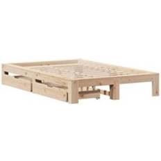 vidaXL Bed Frame Without Mattress 135x190 cm Double Solid Wood Pine