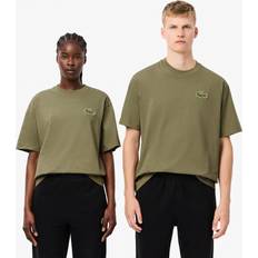 Lacoste Unisex T-shirts Lacoste Loose Fit Heavy Cotton Badge T-shirt Khaki Green